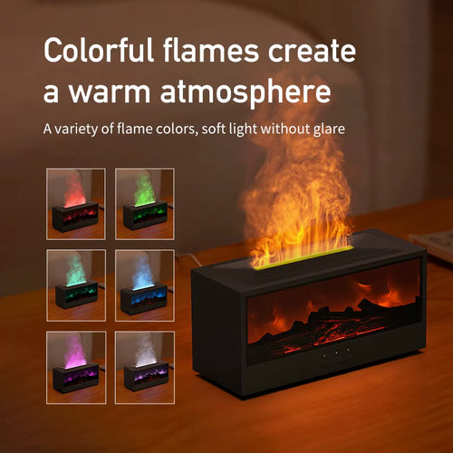 Fireplace Flame Diffuser — LED Flame Effect Aromatherapy Humidifier