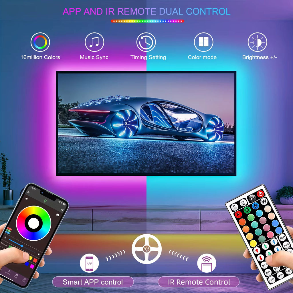 LED Strip Lights — 5M App Controlled RGB Lights with Remote