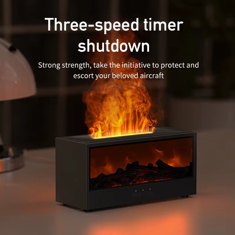 Fireplace Flame Diffuser — LED Flame Effect Aromatherapy Humidifier