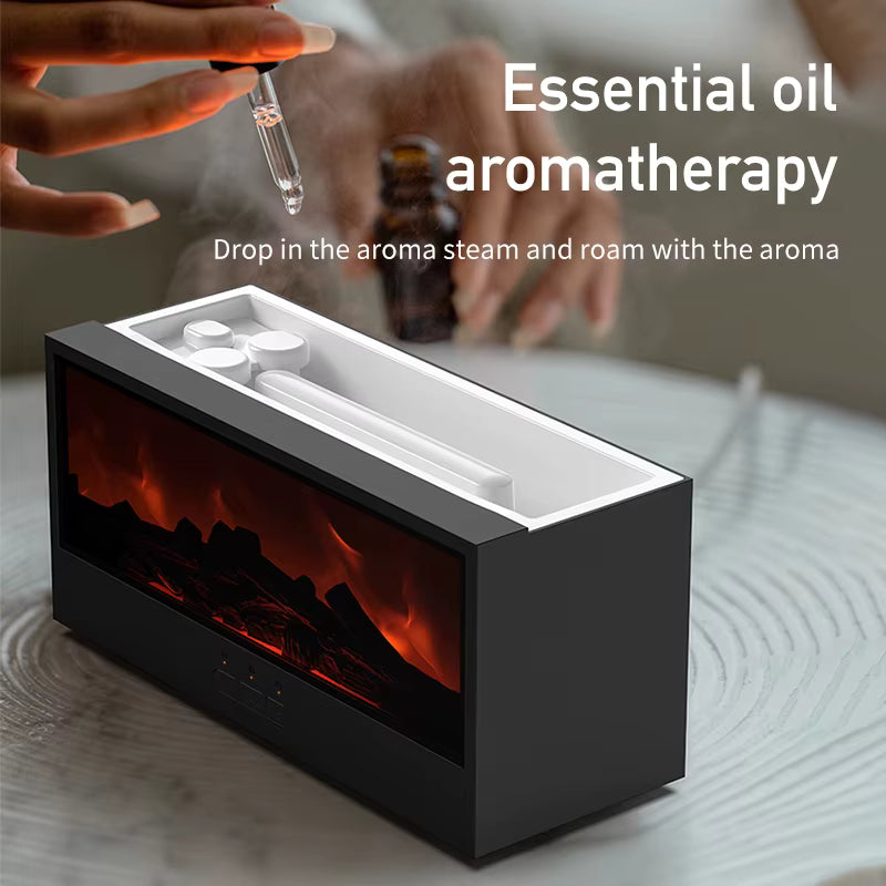 Fireplace Flame Diffuser — LED Flame Effect Aromatherapy Humidifier