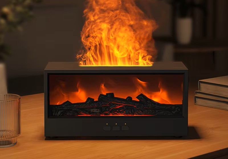 Fireplace Flame Diffuser — LED Flame Effect Aromatherapy Humidifier
