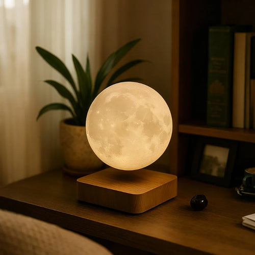 Levitating Moon Lamp — Magnetic Floating Night Light with Wooden Base