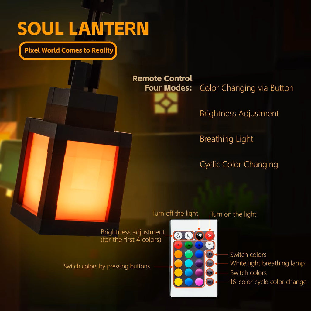 Pixel Style Night Light Portable Lantern - 16 Colors Tabletop Ornament