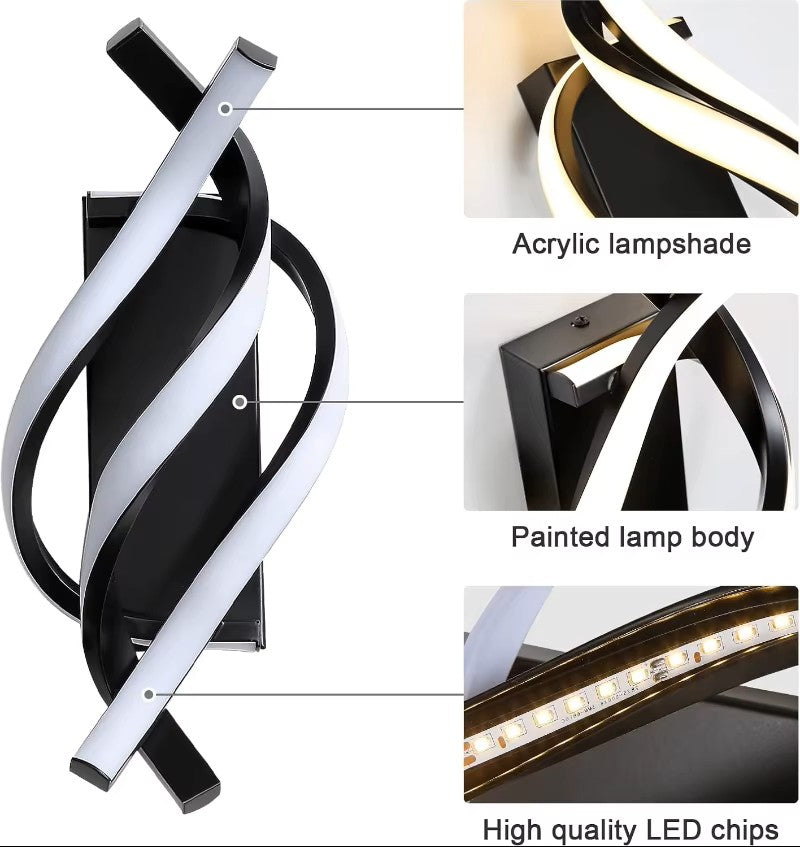 Curved Spiral Design LED Wall Lamp - Modern Home Decor Lighting Fixture