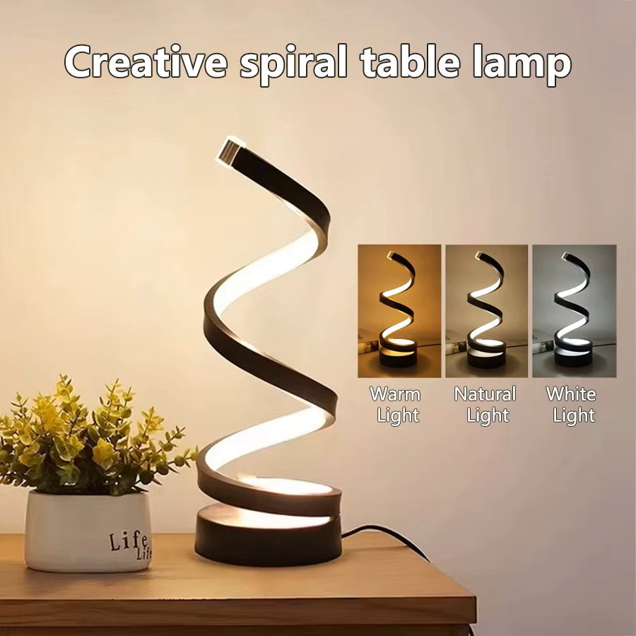 Modern Spiral LED Table Lamp – Dimmable Bedside Night Light