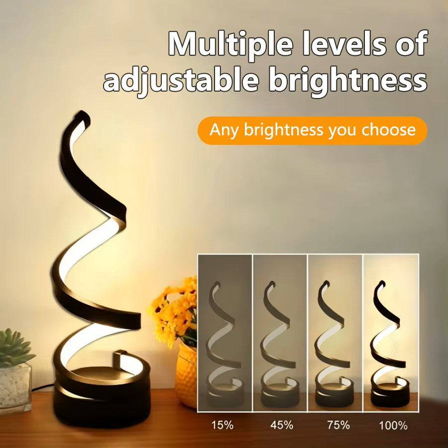 Modern Spiral LED Table Lamp – Dimmable Bedside Night Light