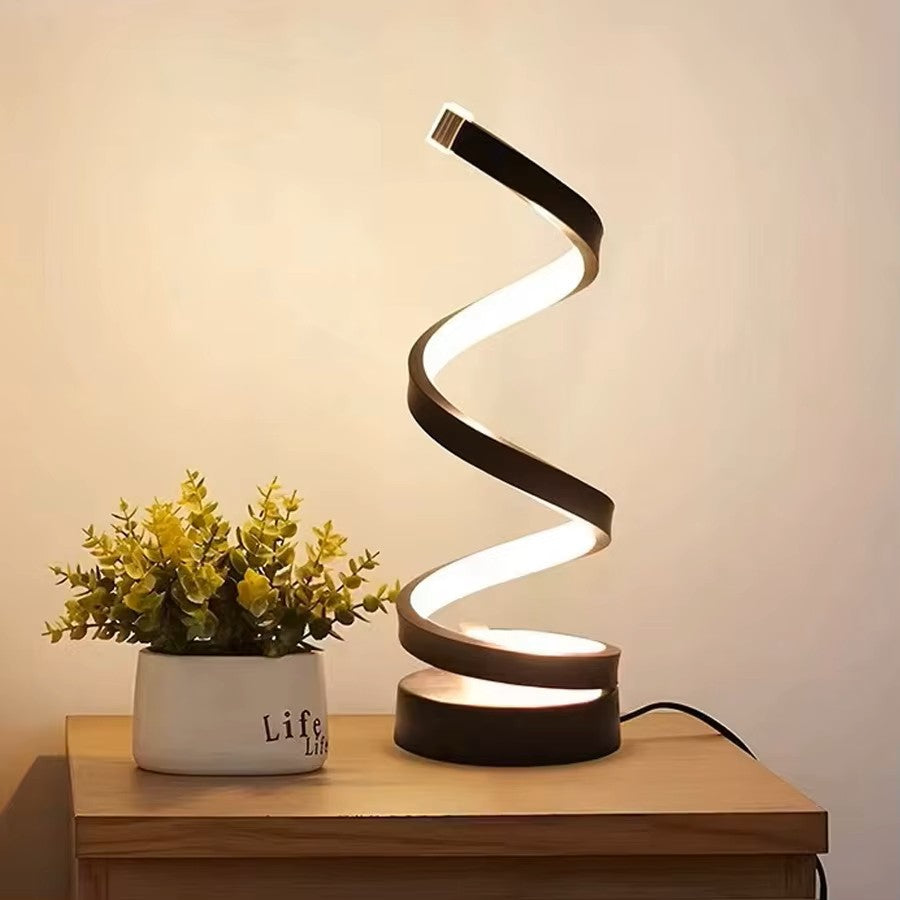 Modern Spiral LED Table Lamp – Dimmable Bedside Night Light